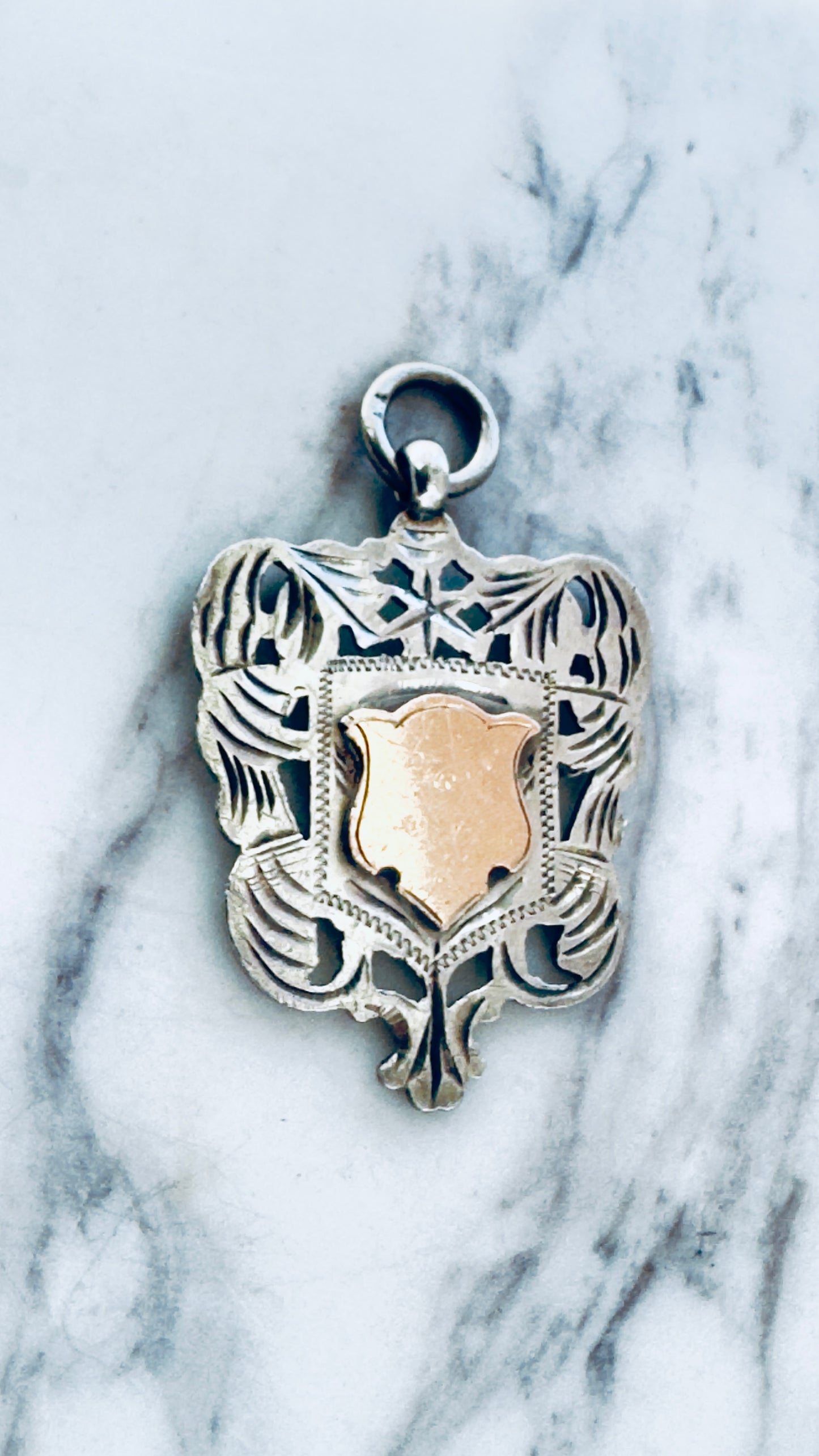 No.1 Antique Fob Pendant – Sterling Silver & Rose Gold Accents