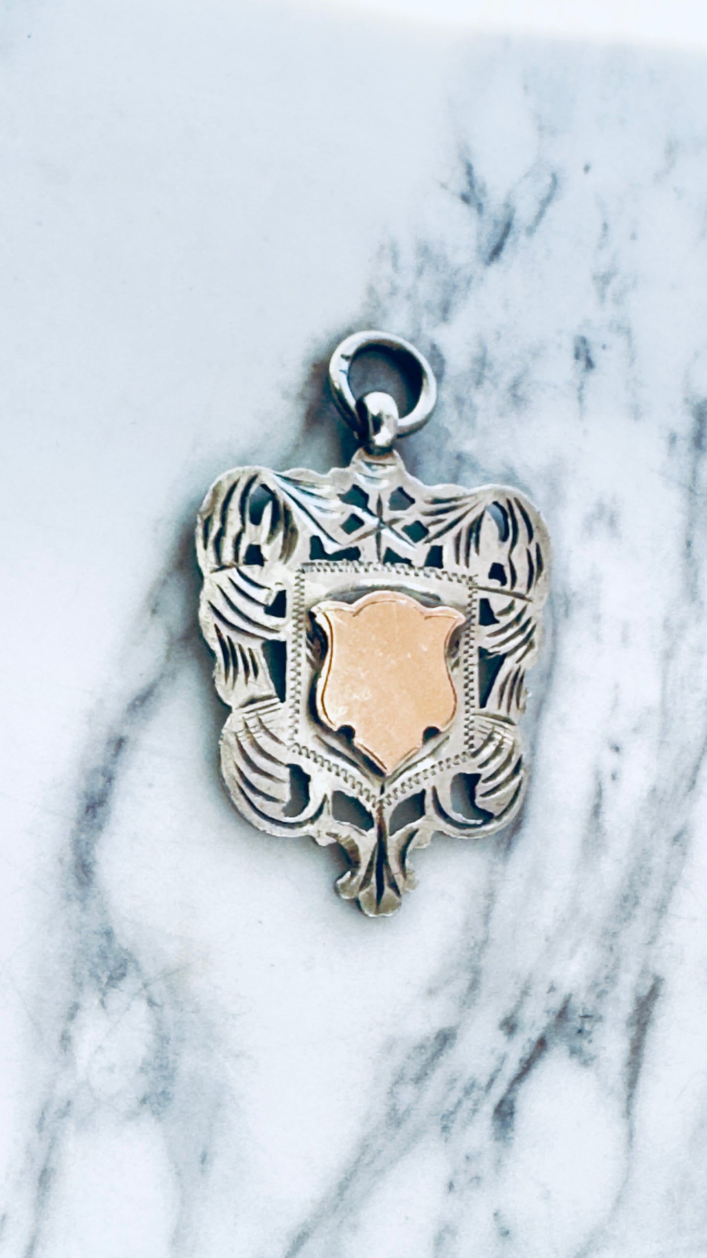 No.1 Antique Fob Pendant – Sterling Silver & Rose Gold Accents