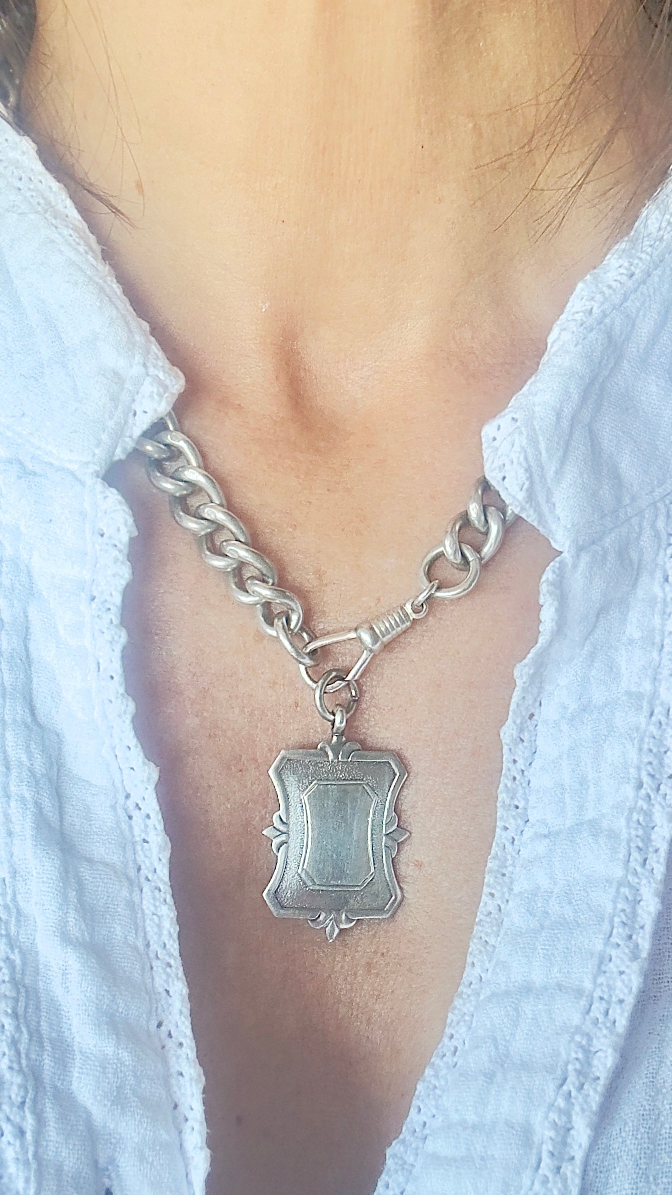 No.9 Vintage Fob Pendant – Sterling Silver