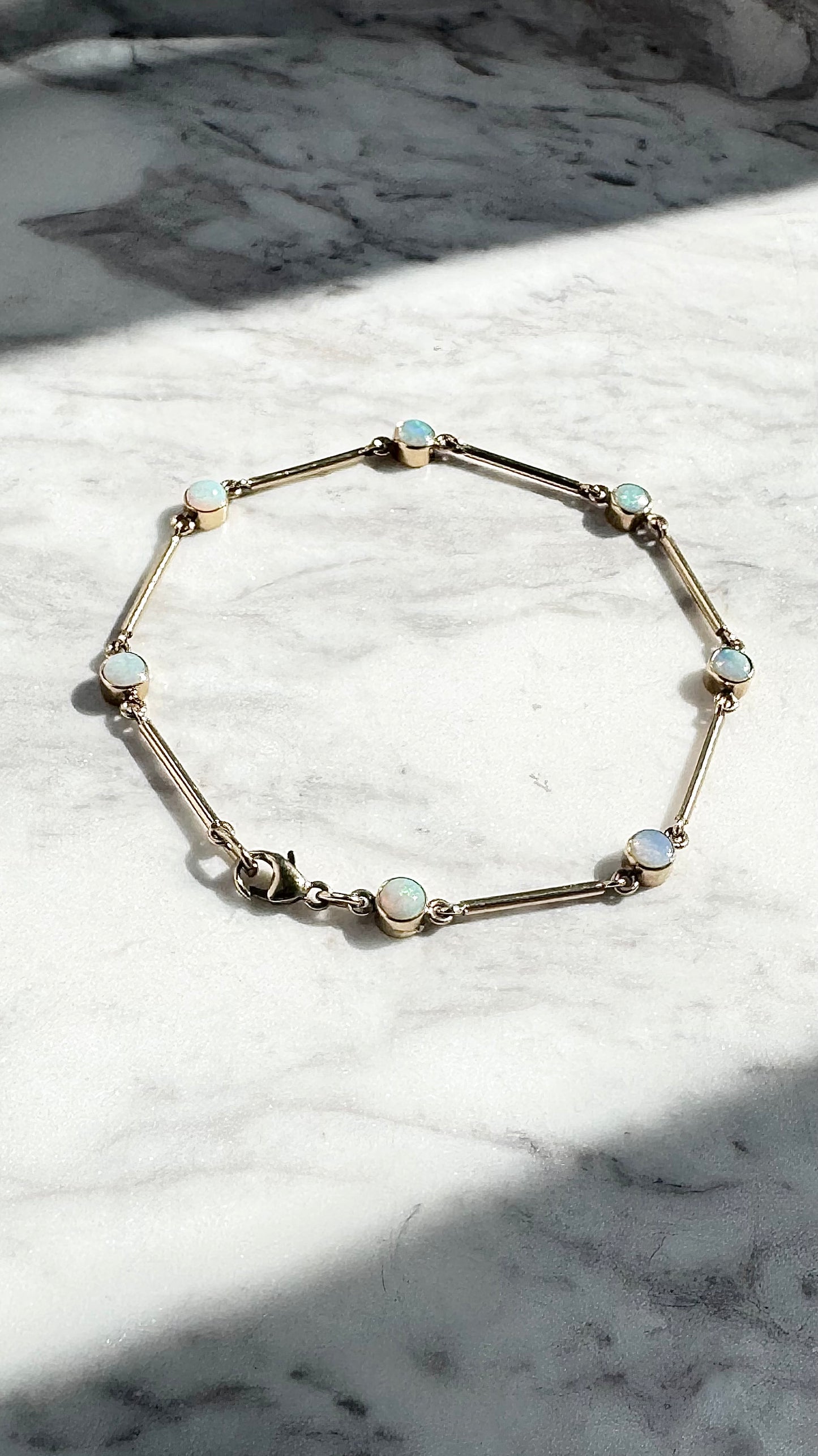 Vintage Opal & 9 Carat Gold 'Station' Bracelet