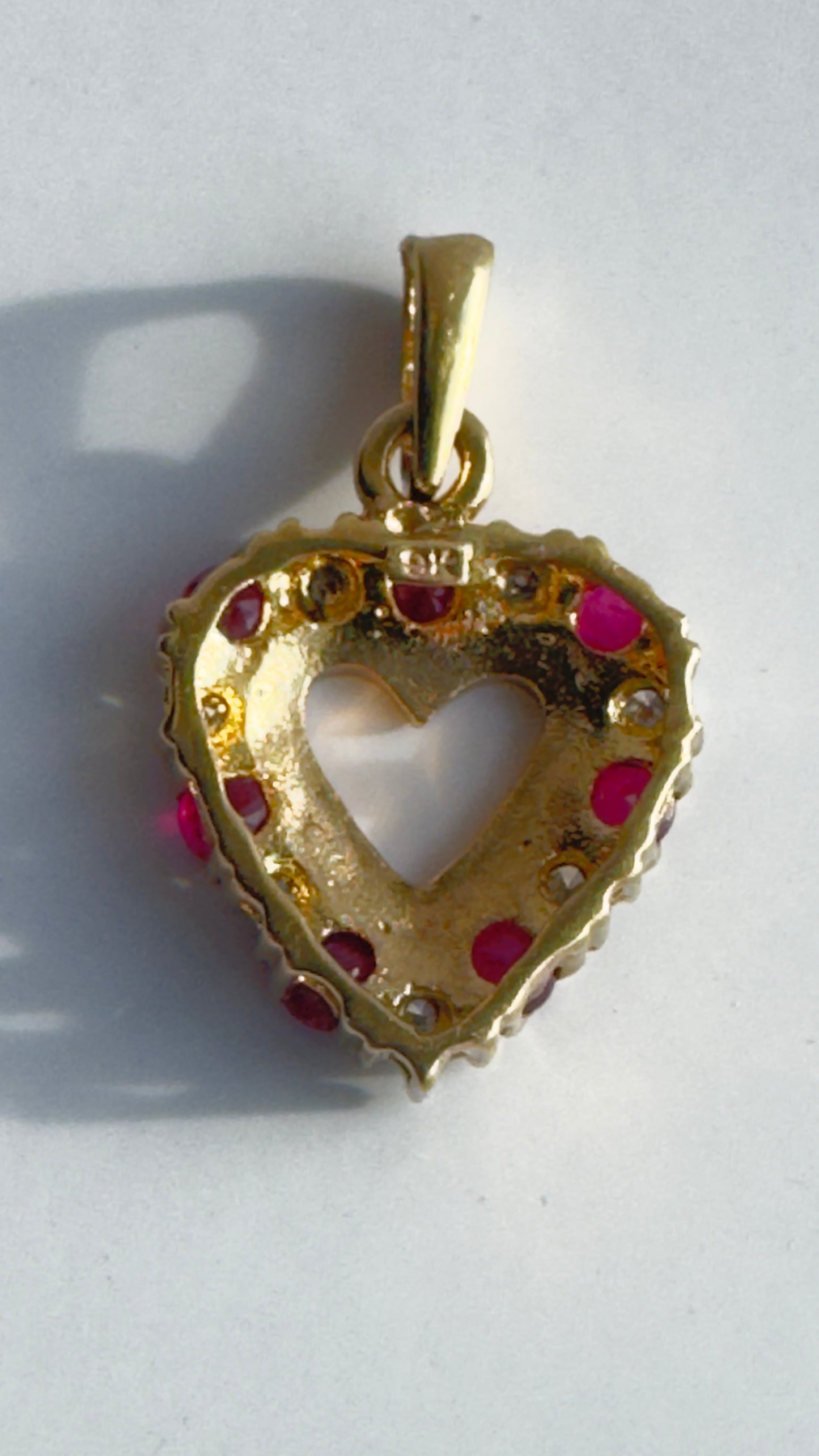 Vintage Ruby & Diamond Heart Pendant