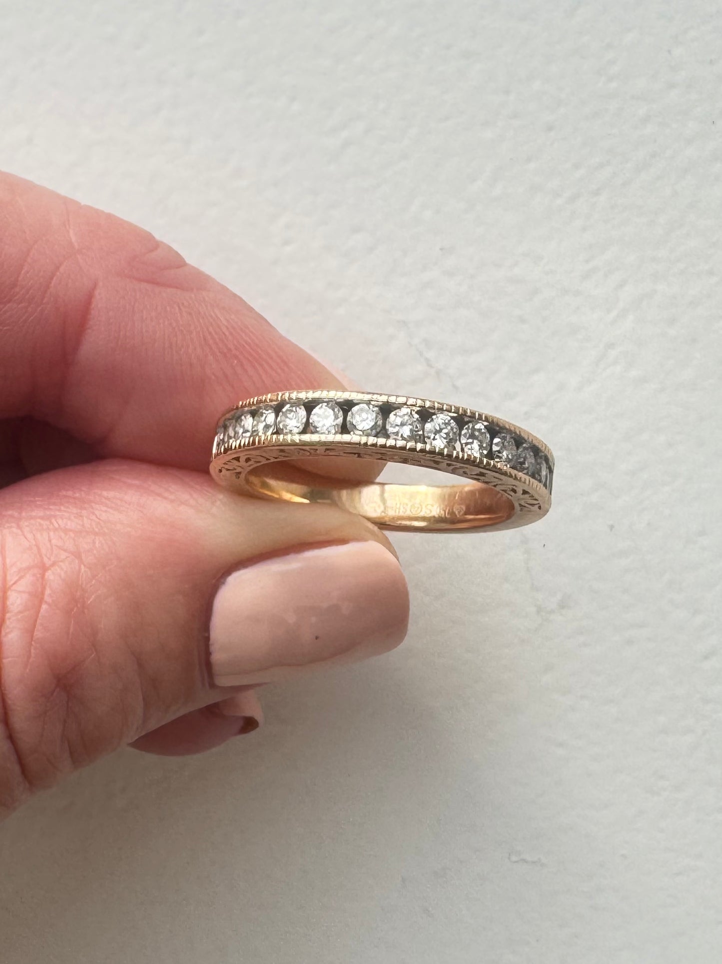Classic 18 Carat Rose Gold Diamond Channel Set Ring