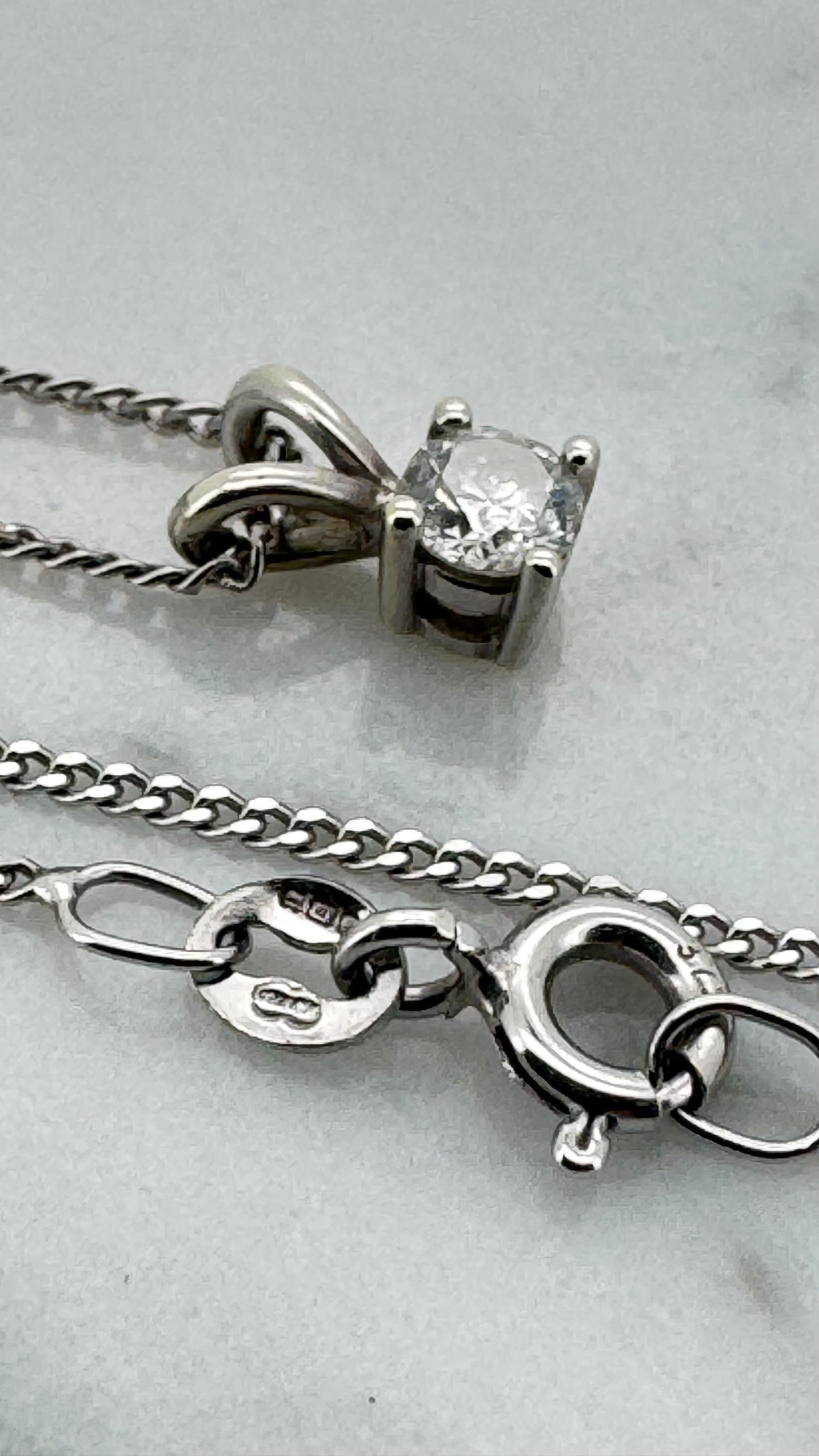 White Gold Diamond Solitaire Pendant & Chain