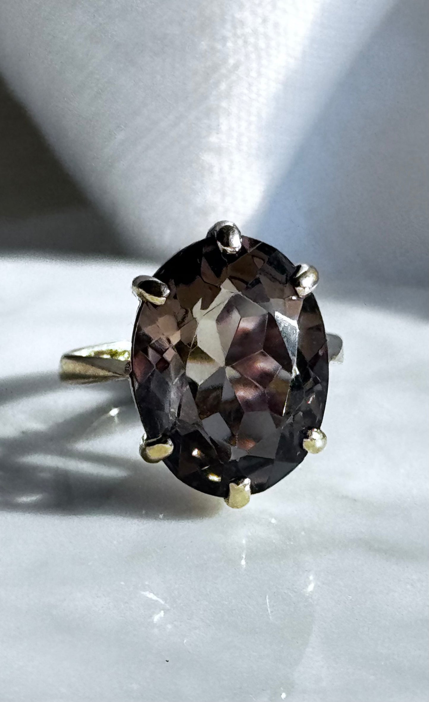 9 Carat Smokey Quartz Oval Cut Ring