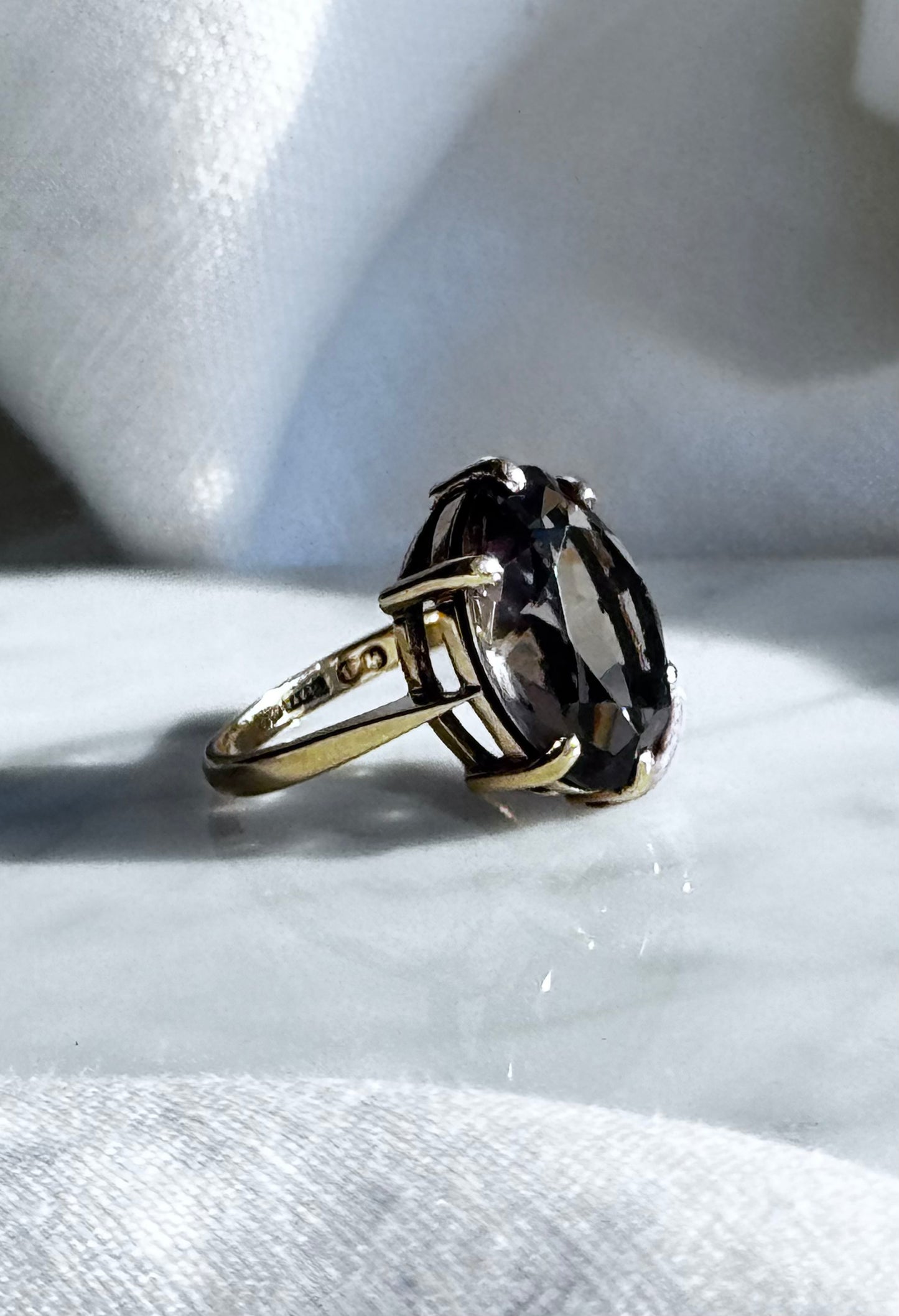 9 Carat Smokey Quartz Oval Cut Ring
