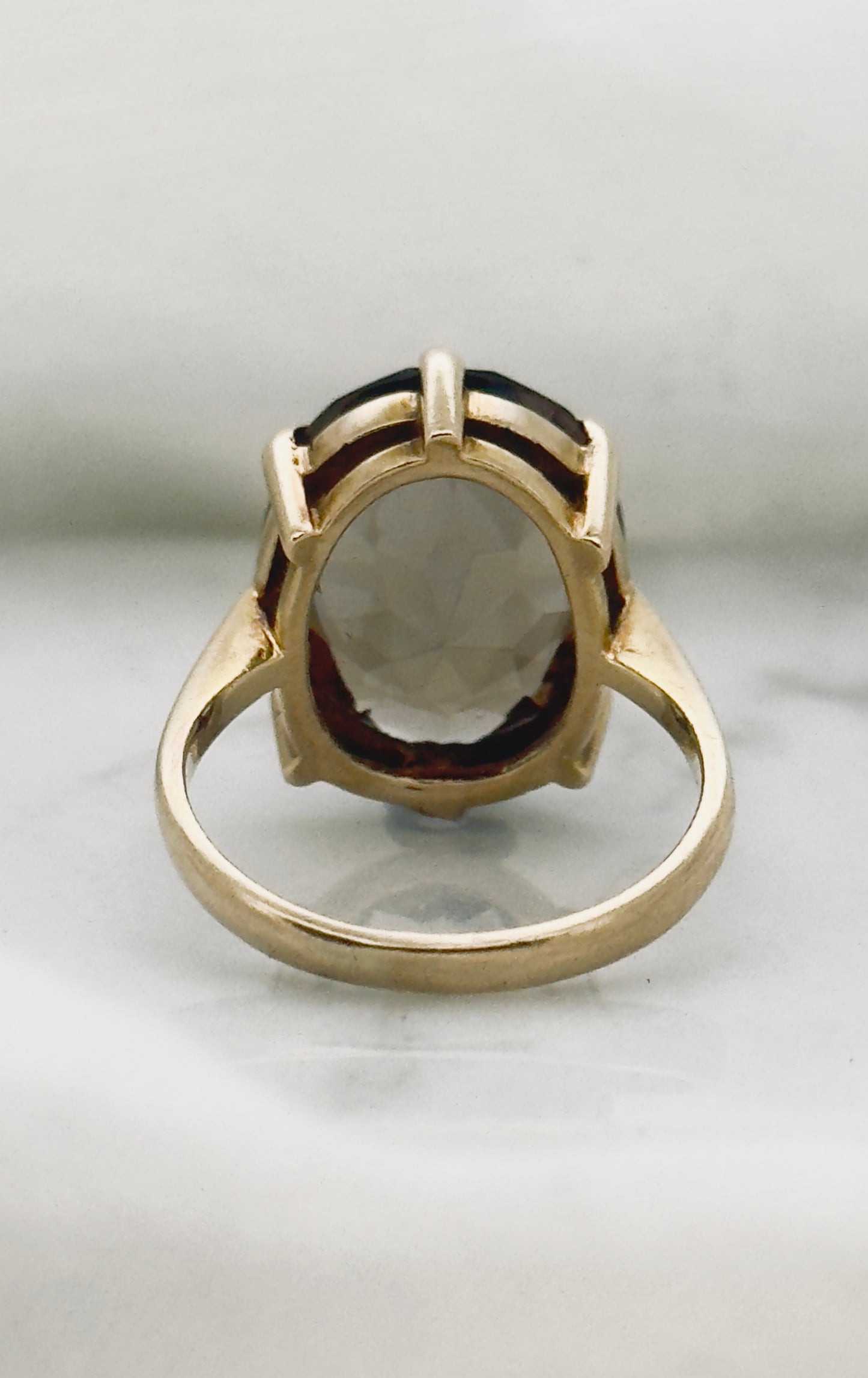 9 Carat Smokey Quartz Oval Cut Ring