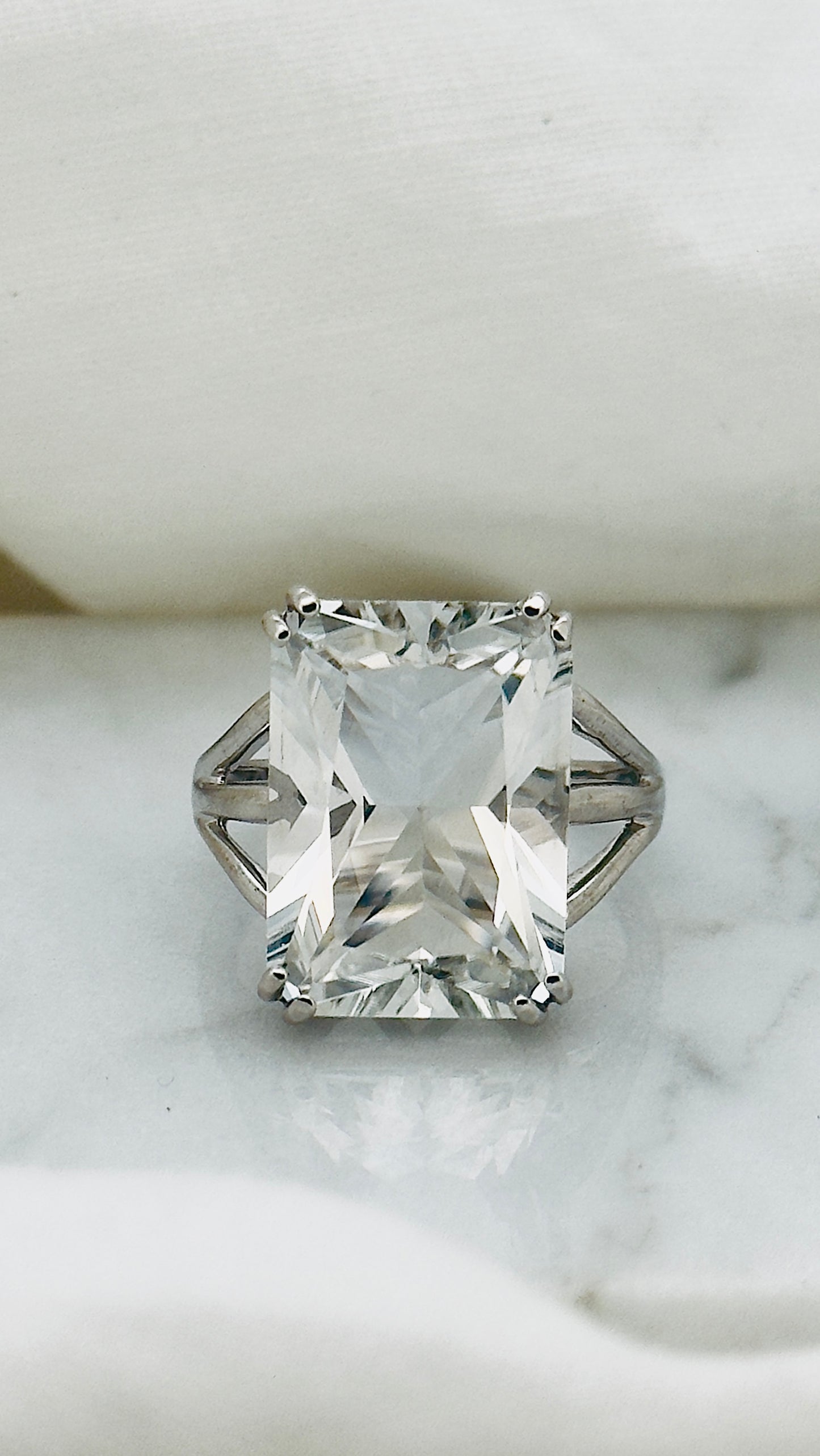 10 Carat Vintage White Topaz Emerald Cut Ring