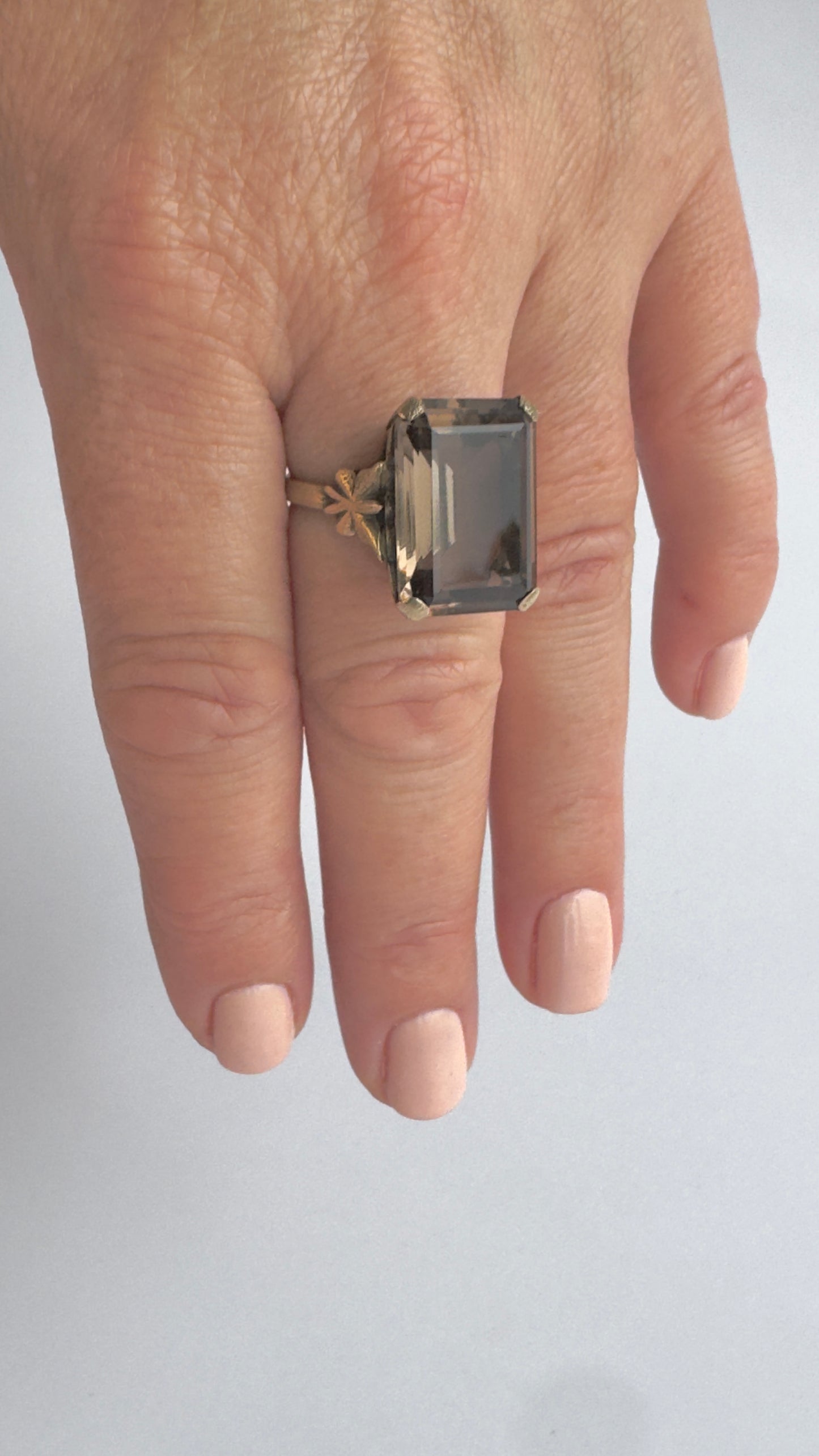 9 Carat Smoky Quartz Emerald Cut Ring