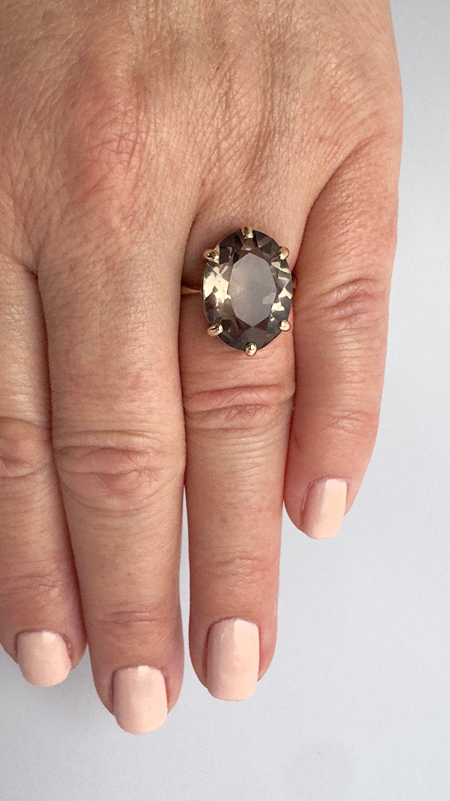 9 Carat Smokey Quartz Oval Cut Ring