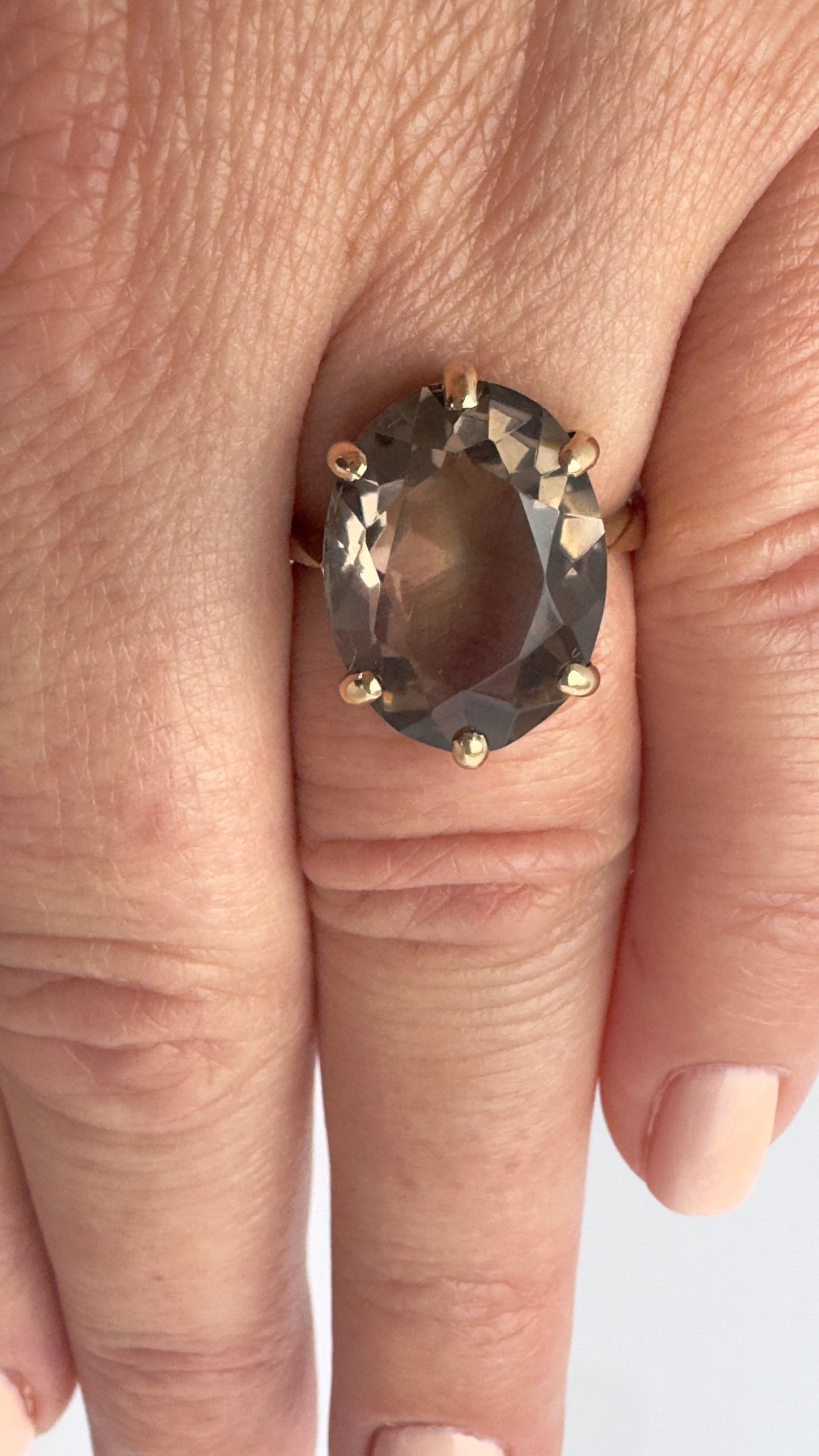9 Carat Smokey Quartz Oval Cut Ring