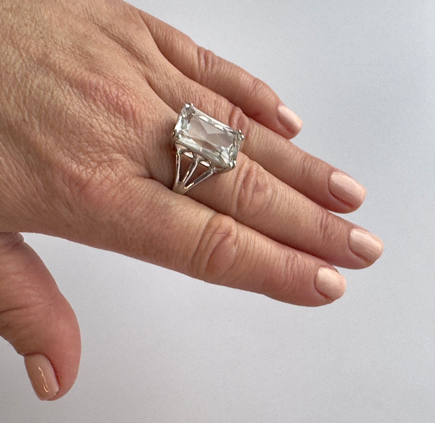 10 Carat Vintage White Topaz Emerald Cut Ring