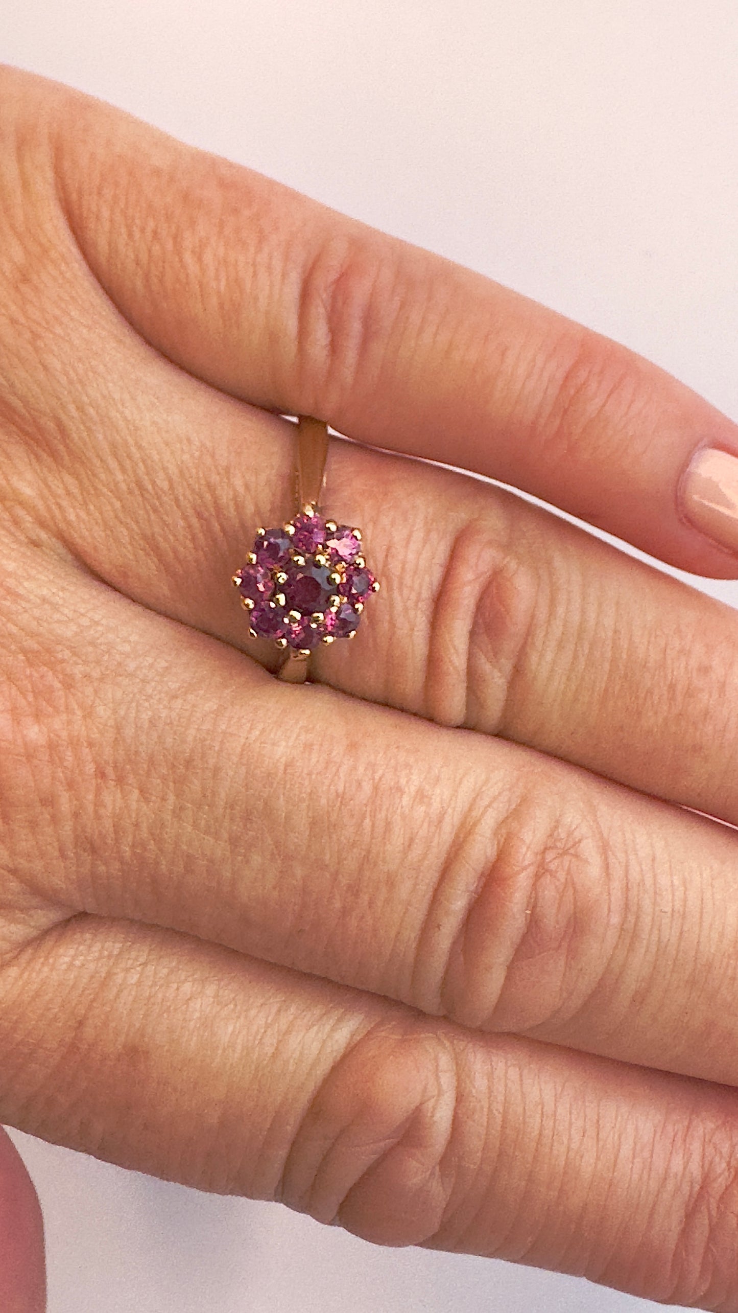 Vintage Ruby Flower Ring