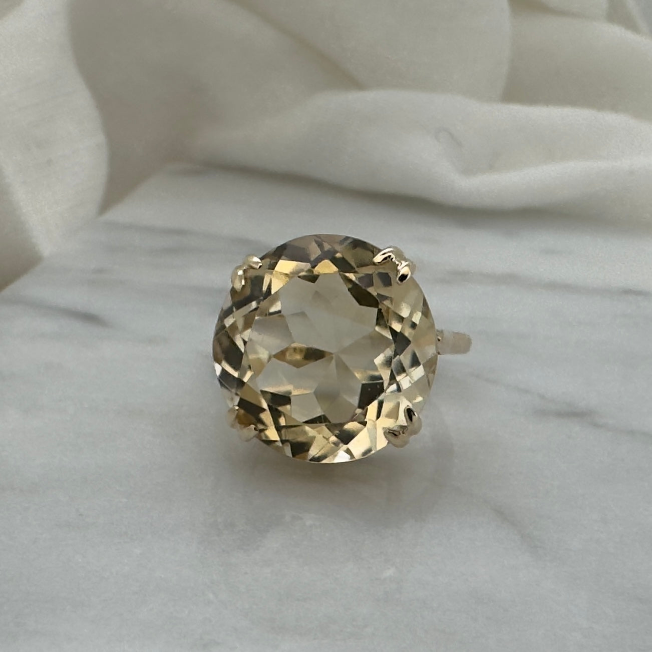 Vintage 9 Carat Gold Smokey Citrine Cocktail Ring
