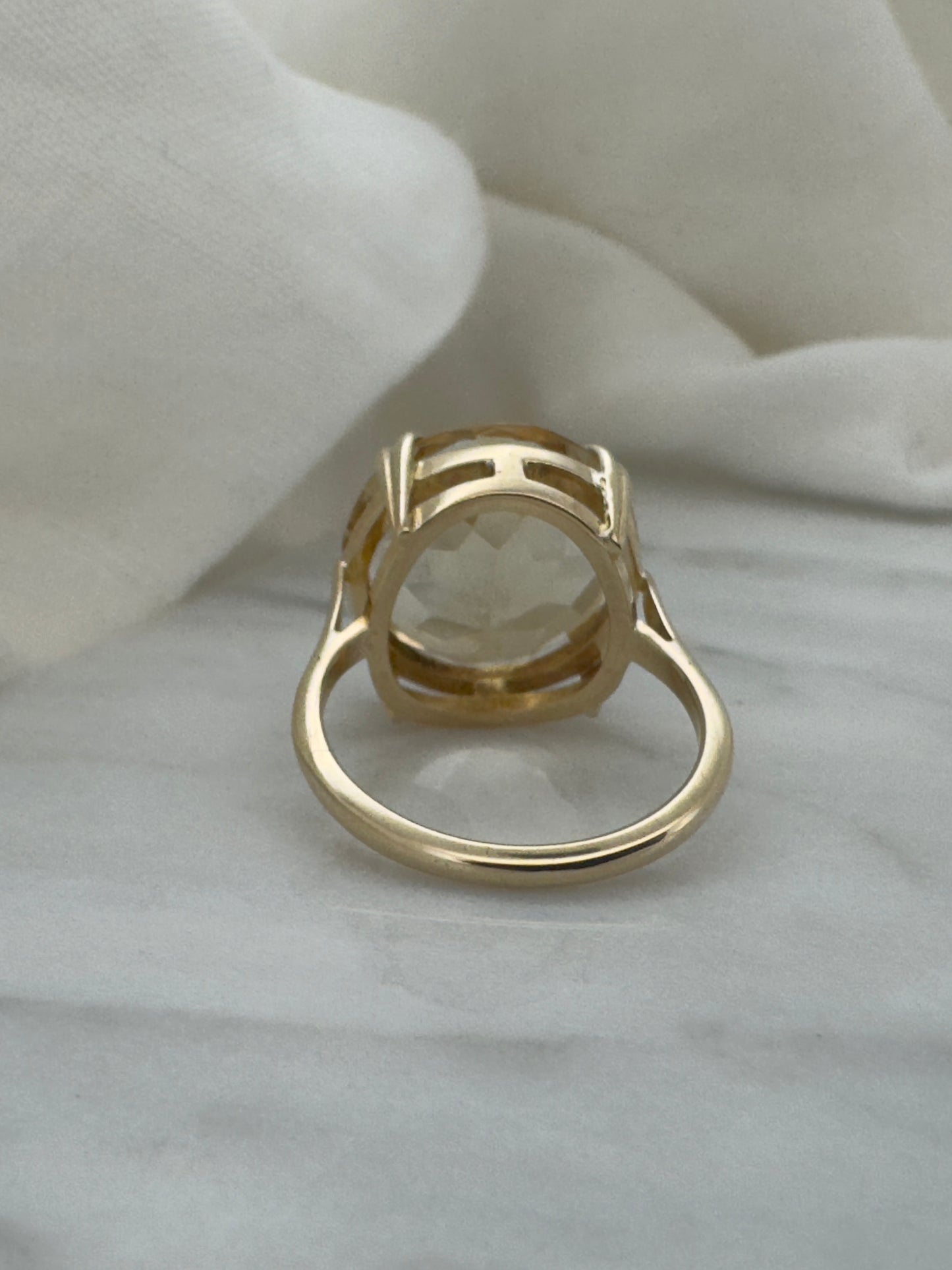 Vintage 9 Carat Gold Smokey Citrine Cocktail Ring
