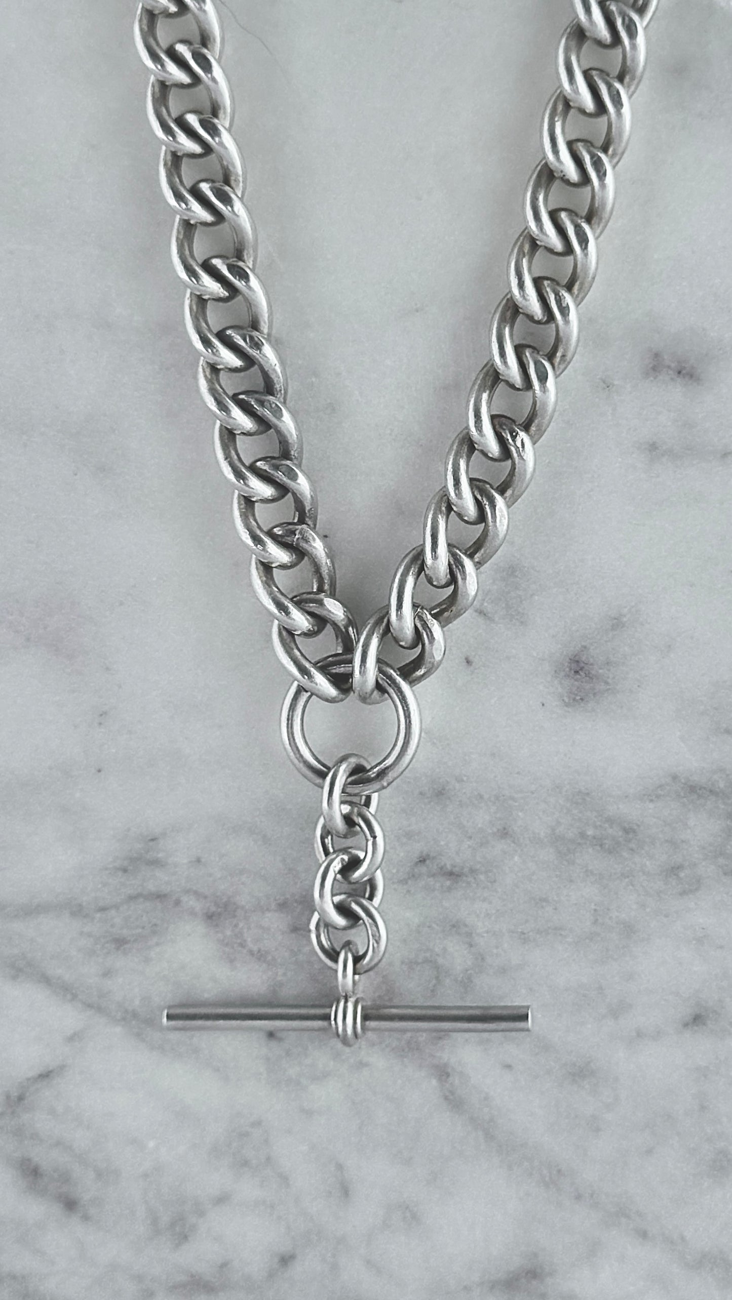 Substantial Vintage Sterling Silver Fob Chain
