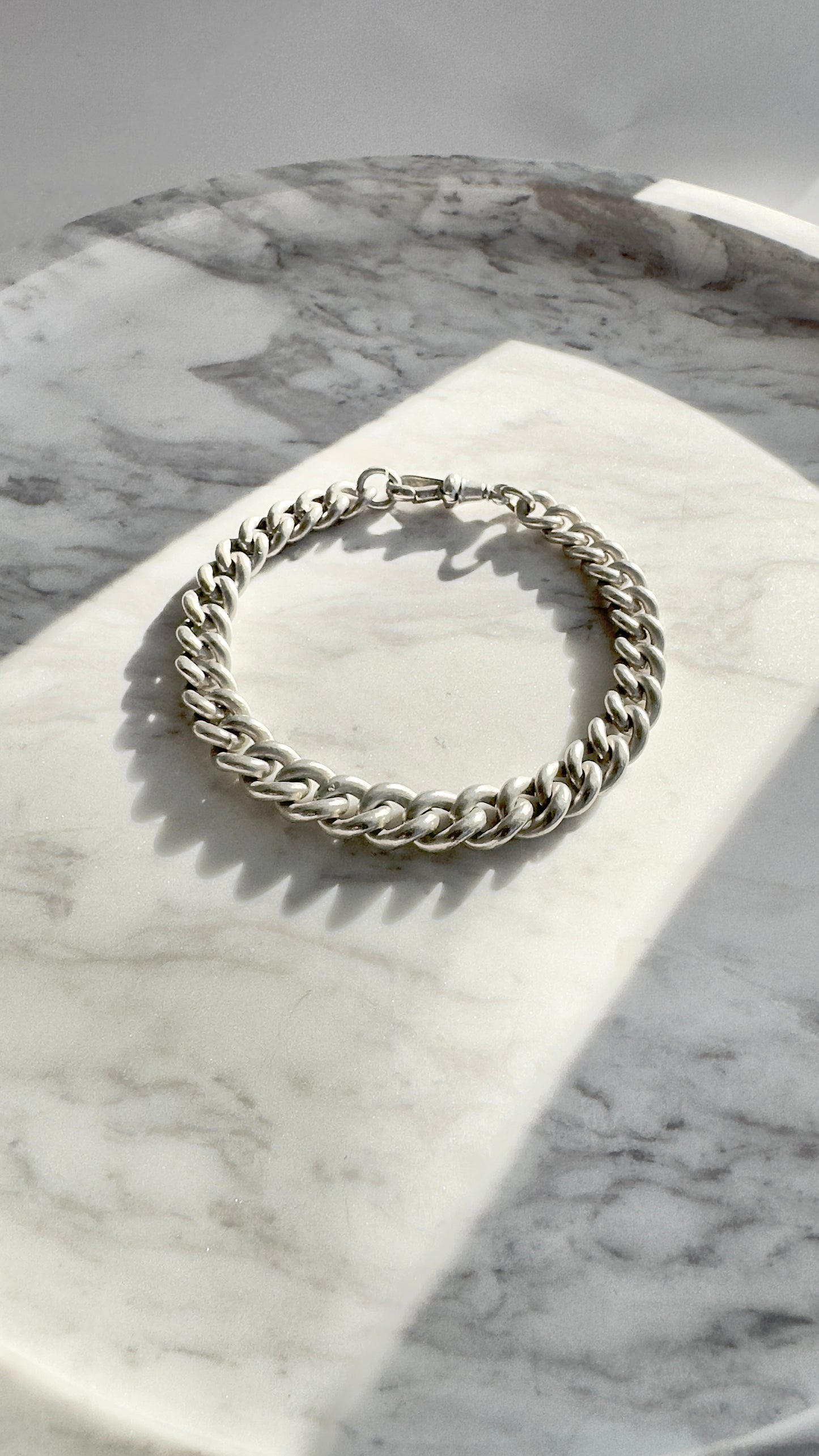 Vintage Curb Link Sterling Silver Fob Bracelet - No.1