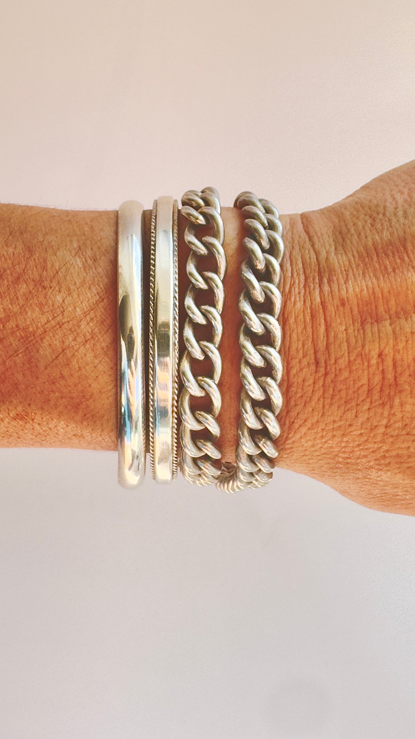 Vintage Curb Link Sterling Silver Fob Bracelet - No.1