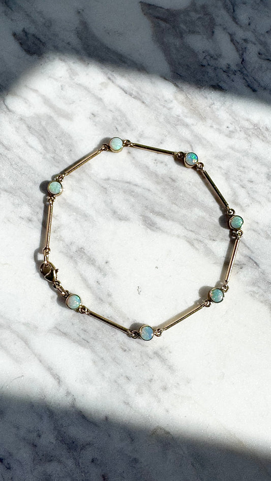 Vintage Opal & 9 Carat Gold 'Station' Bracelet