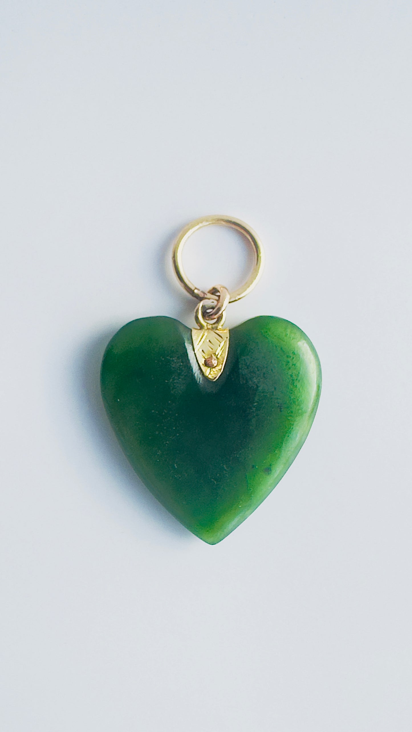 Vintage Pounamu (Greenstone) & 9 Carat Gold Heart Pendant