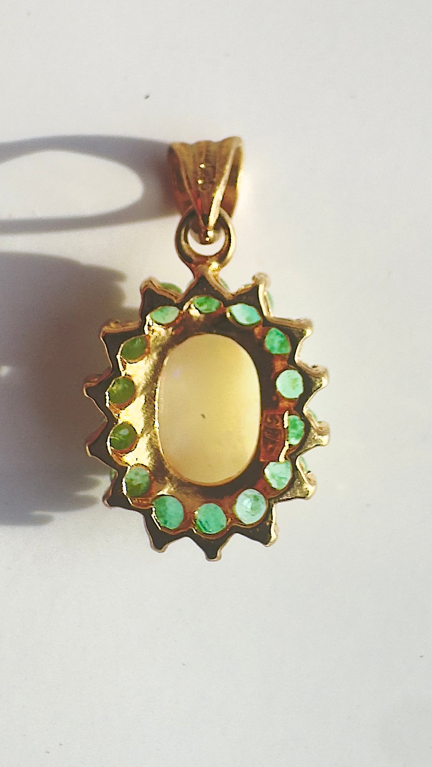 9 Carat Gold Vintage Opal & Emerald Cluster Pendant