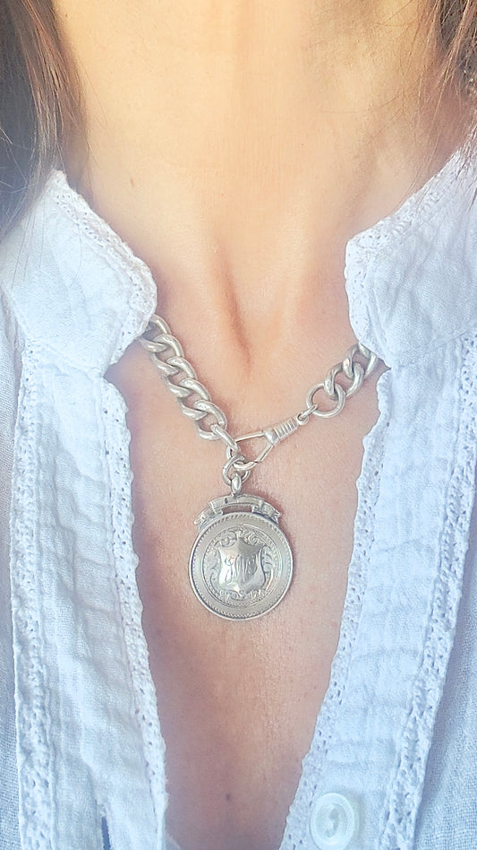 No.3 Vintage Fob Pendant – Sterling Silver
