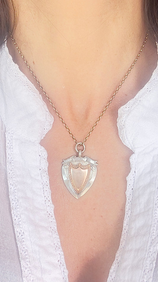 No.4 Vintage Fob Pendant – Sterling Silver & Rose Gold Accents