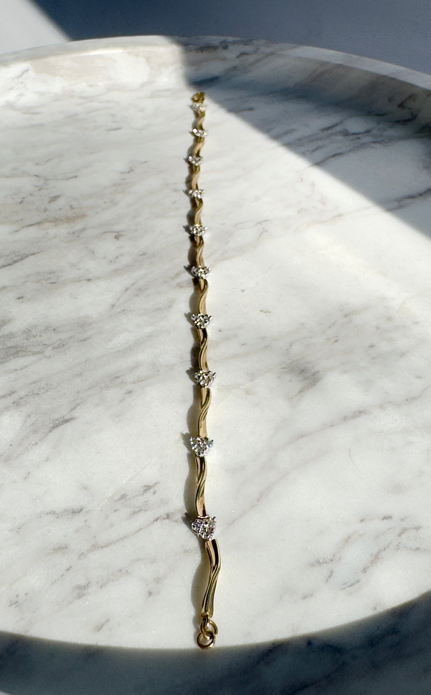 9 Carat Gold Diamond 'Station' Bracelet