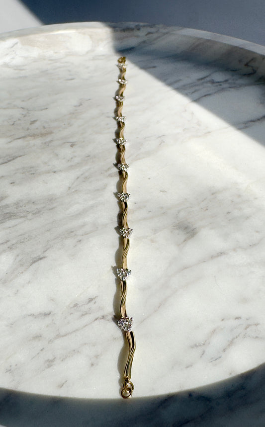 9 Carat Gold Diamond 'Station' Bracelet