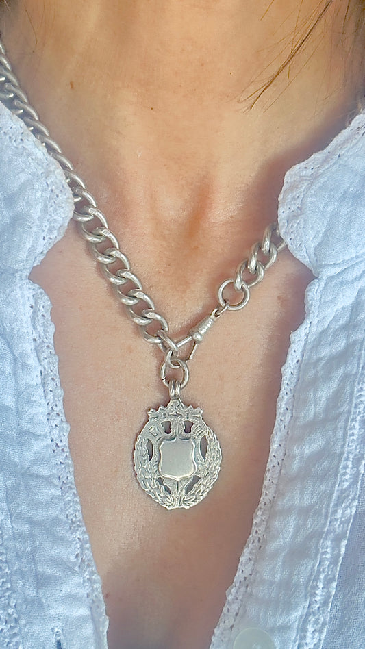 No.5 Antique Fob Pendant – Sterling Silver