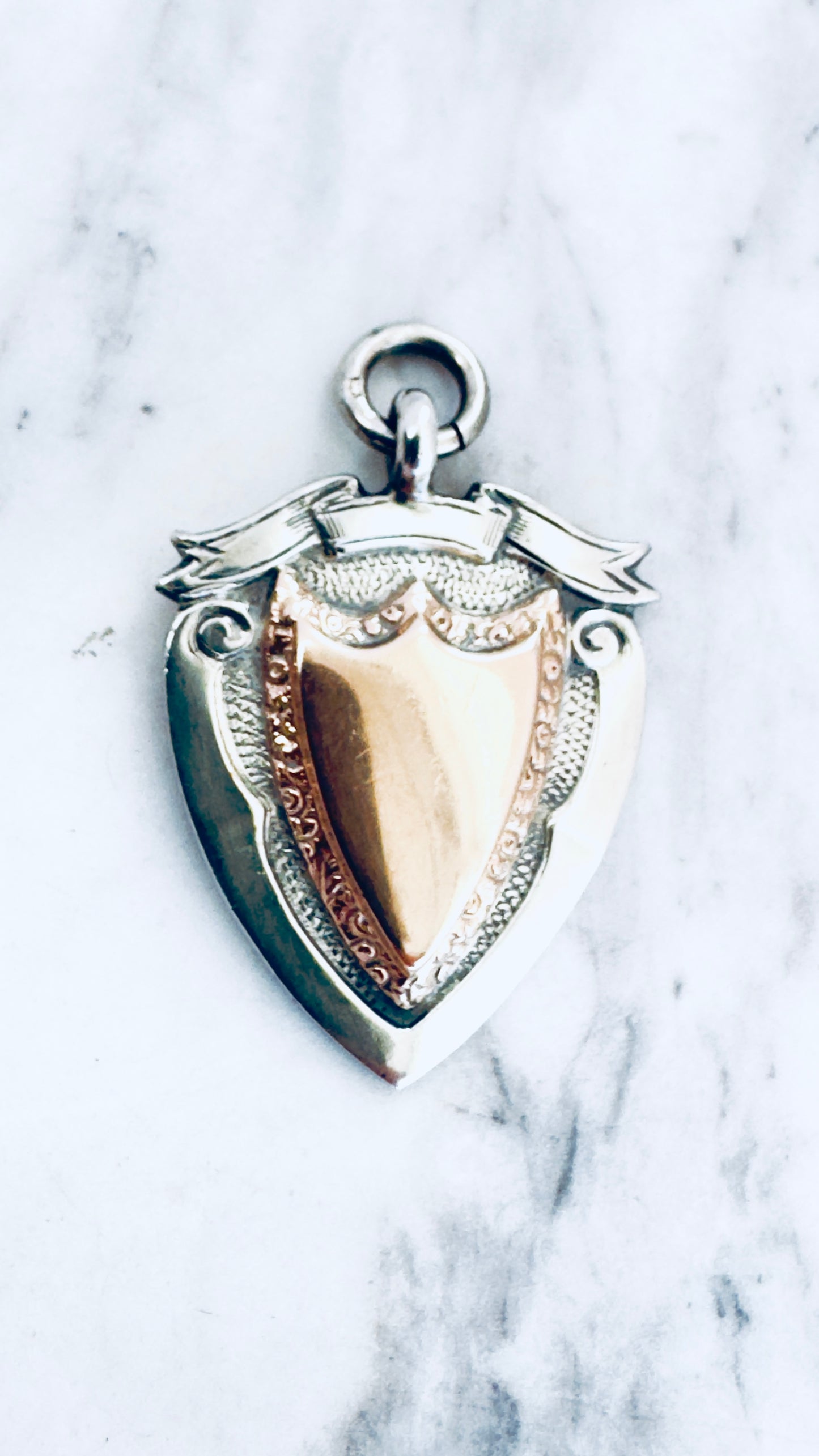 No.4 Vintage Fob Pendant – Sterling Silver & Rose Gold Accents