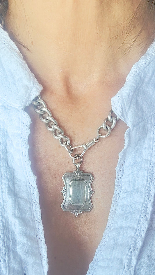No.9 Vintage Fob Pendant – Sterling Silver