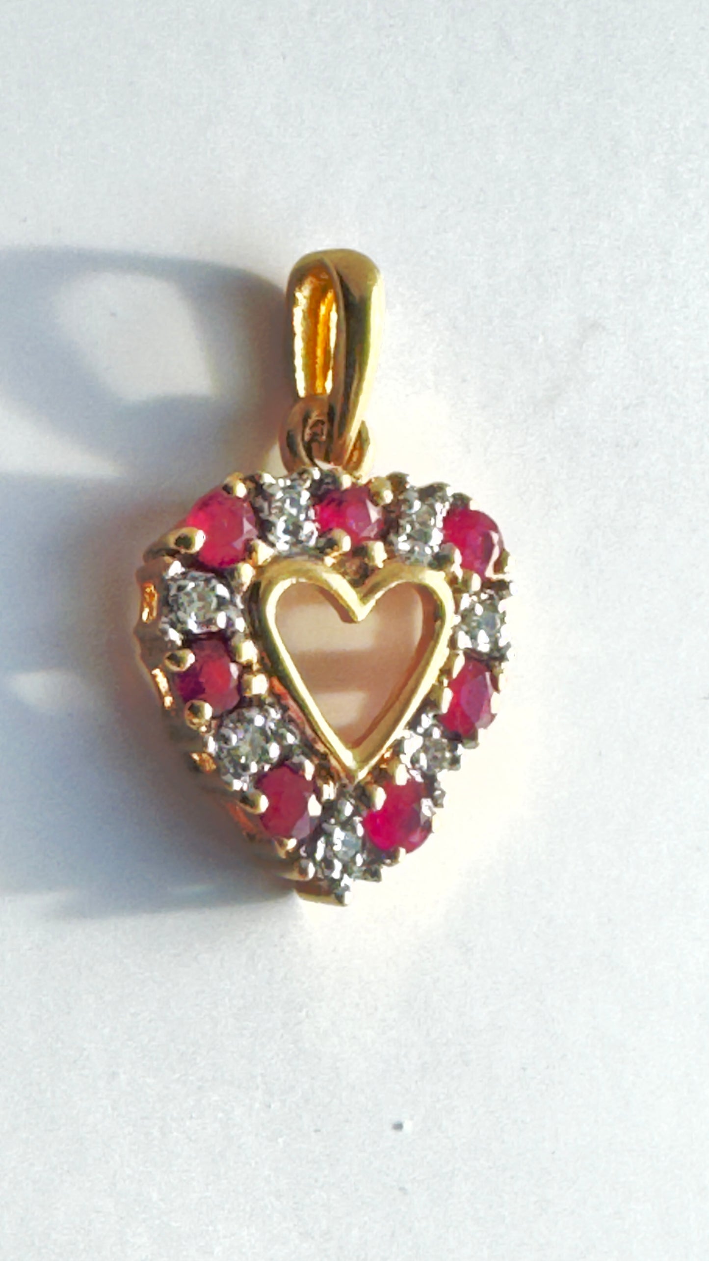 Vintage Ruby & Diamond Heart Pendant