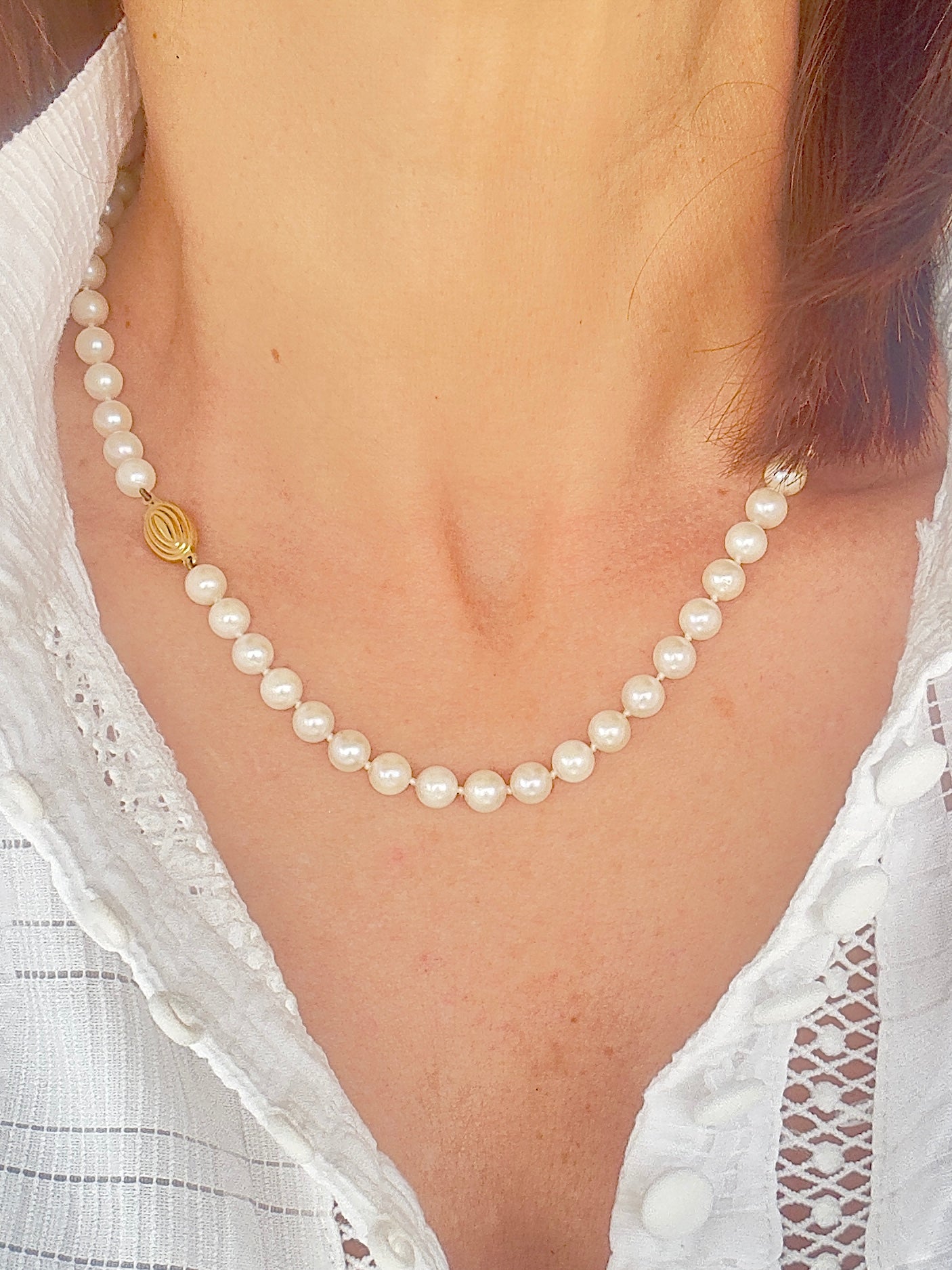 Vintage Cultured Pearl Necklace with 9 Carat Gold Clasp