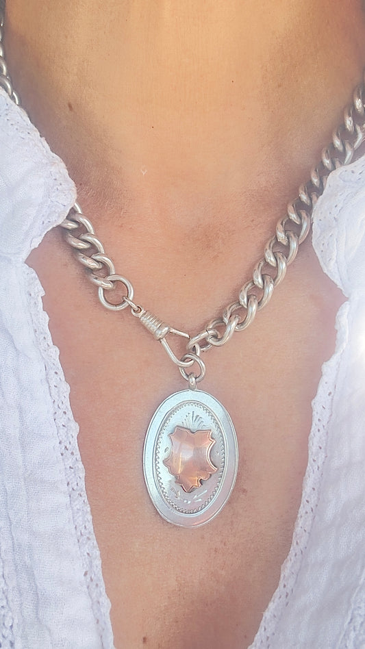 No.2 Antique Fob Pendant – Sterling Silver & Rose Gold Accents