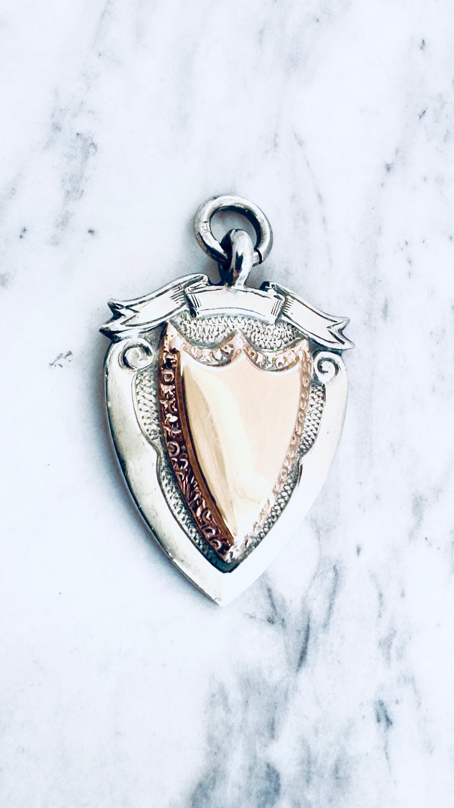 No.4 Vintage Fob Pendant – Sterling Silver & Rose Gold Accents