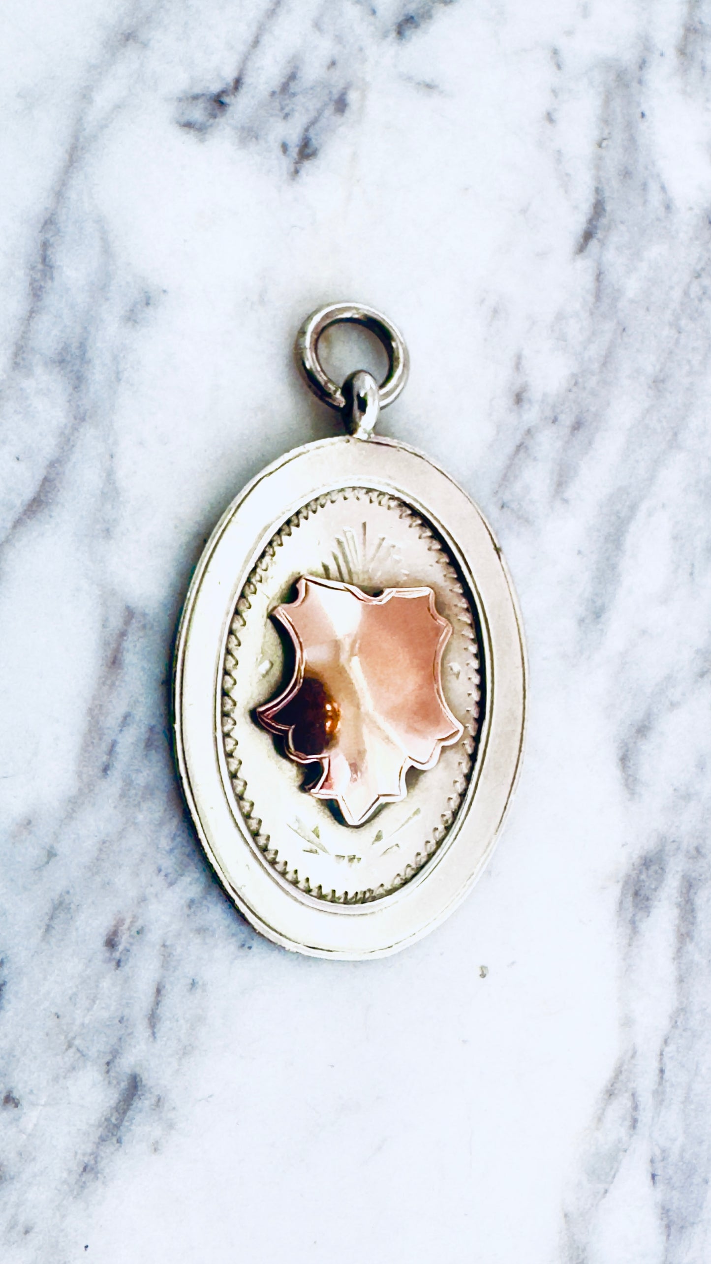 No.2 Antique Fob Pendant – Sterling Silver & Rose Gold Accents