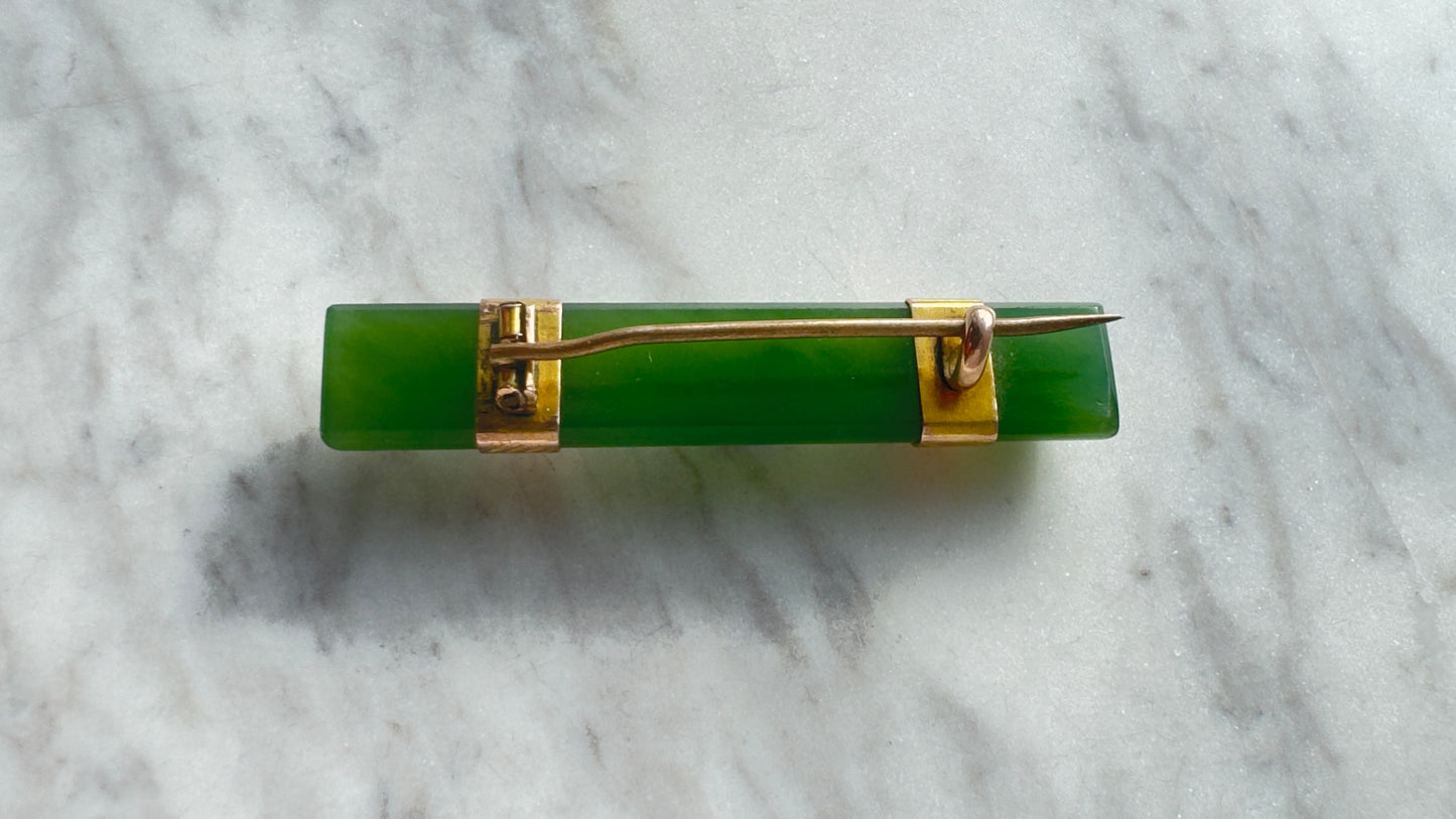 Antique Pounamu 9 Carat Bar Brooch
