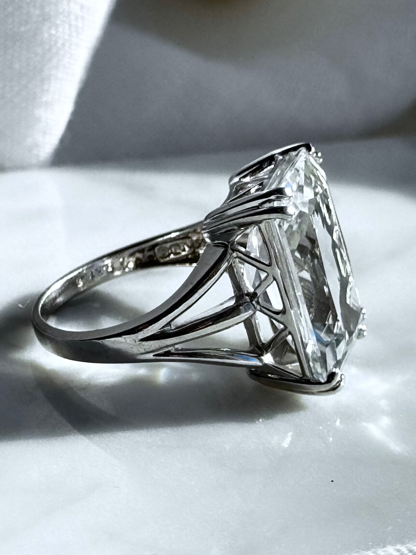 10 Carat Vintage White Topaz Emerald Cut Ring