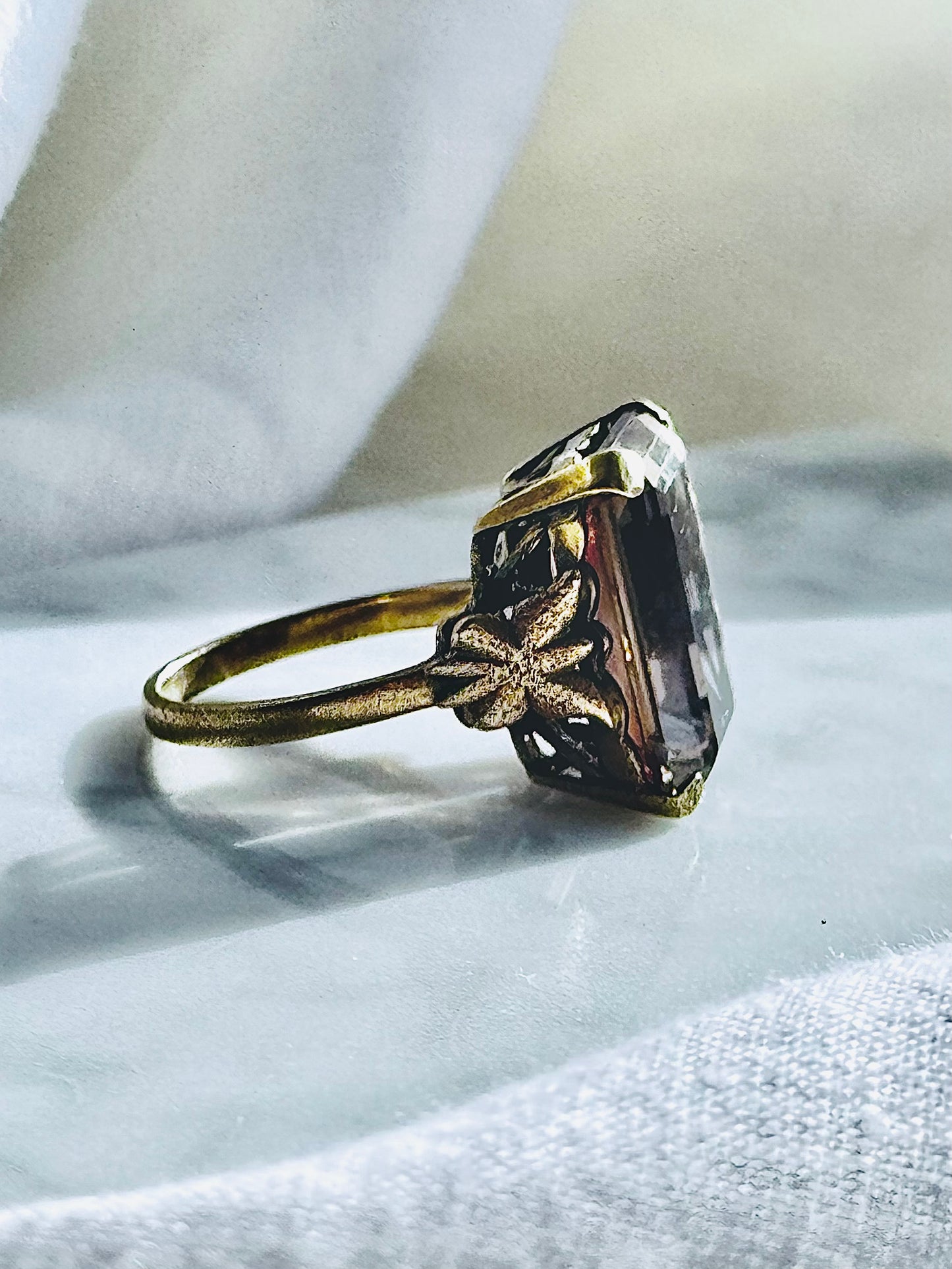 9 Carat Smoky Quartz Emerald Cut Ring