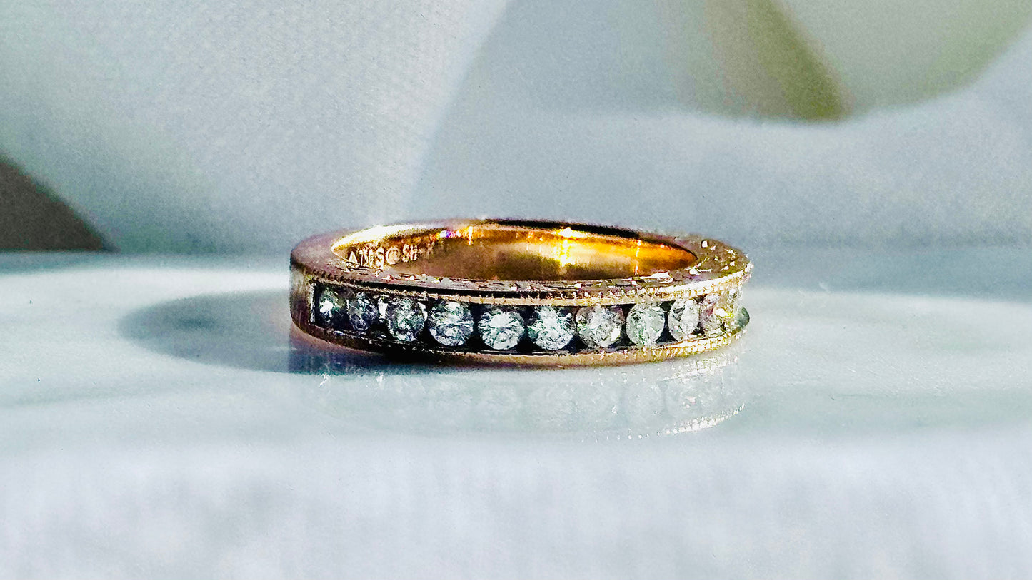 Classic 18 Carat Rose Gold Diamond Channel Set Ring