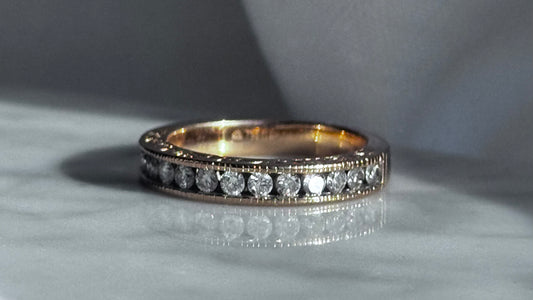 Classic 18 Carat Rose Gold Diamond Channel Set Ring