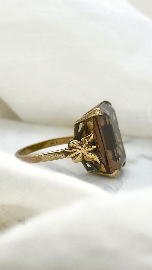 9 Carat Smoky Quartz Emerald Cut Ring