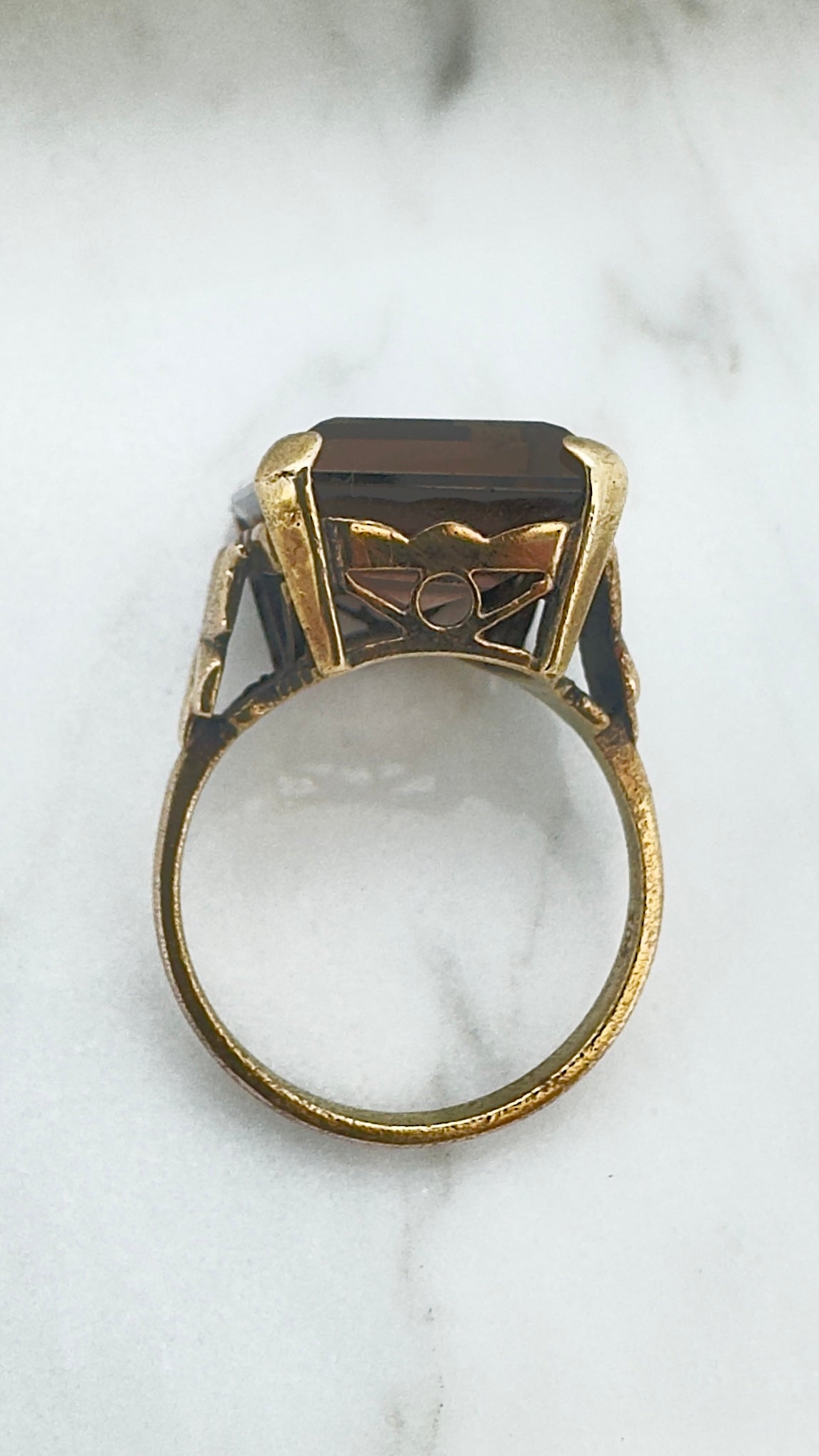 9 Carat Smoky Quartz Emerald Cut Ring