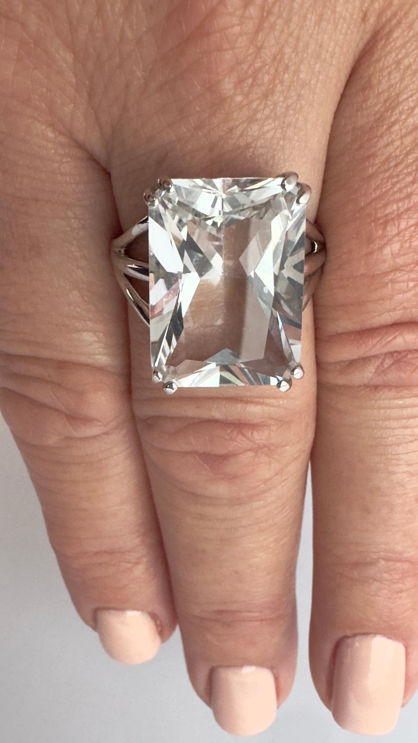 10 Carat Vintage White Topaz Emerald Cut Ring