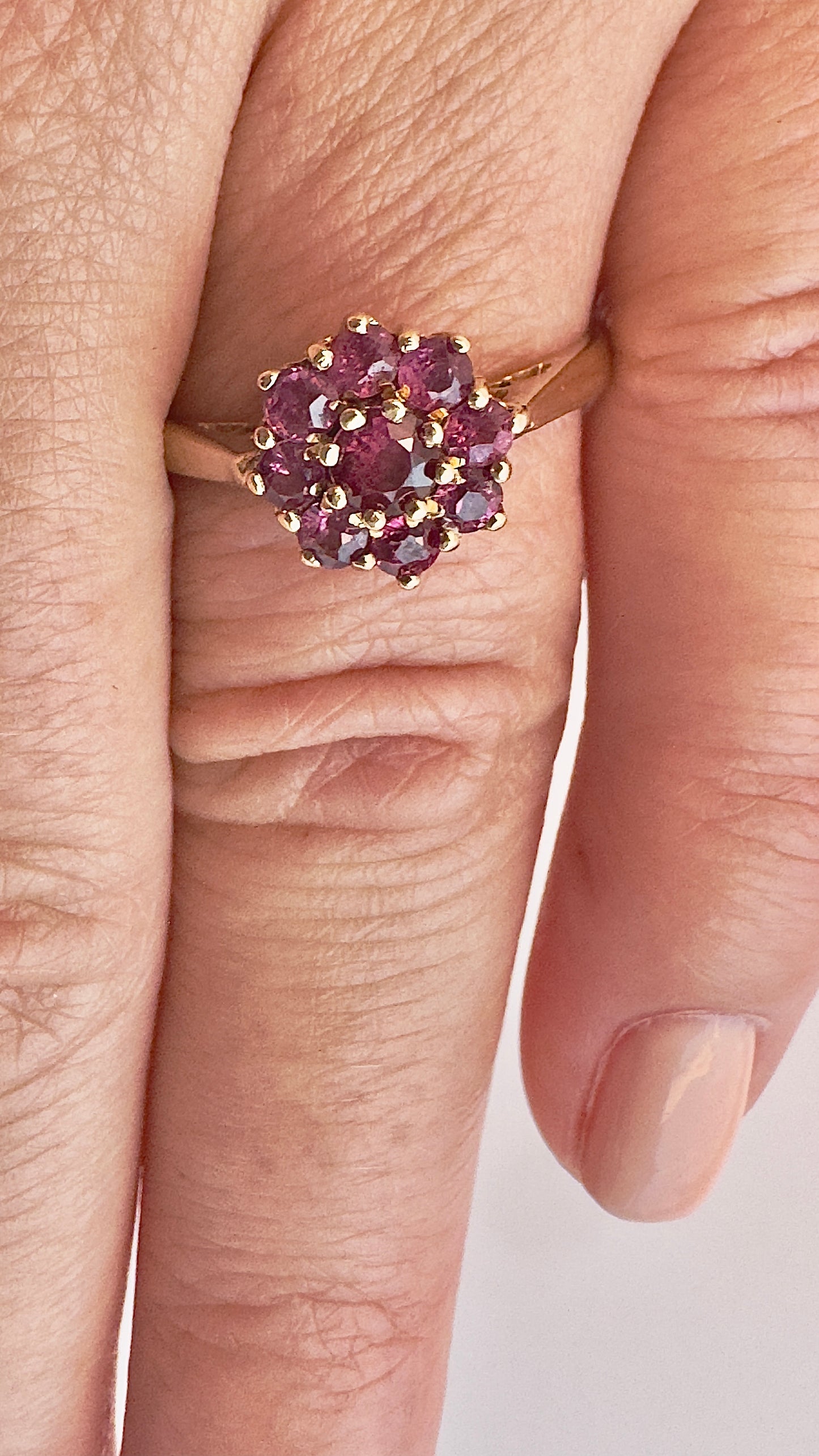 Vintage Ruby Flower Ring