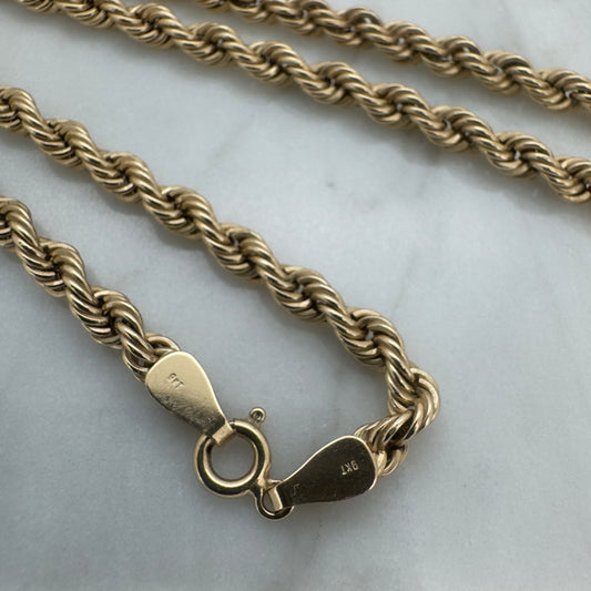 Vintage 9 Carat Gold Rope Chain