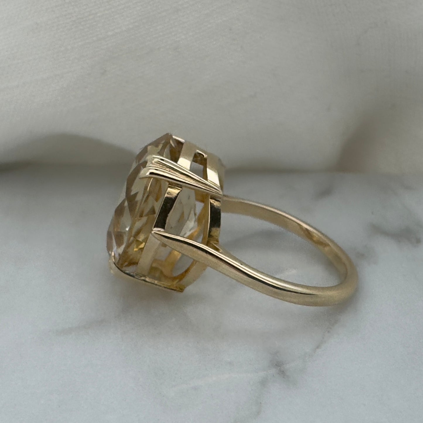 Vintage 9 Carat Gold Smokey Citrine Cocktail Ring