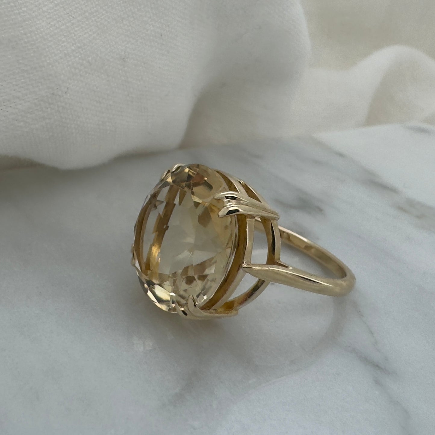 Vintage 9 Carat Gold Smokey Citrine Cocktail Ring