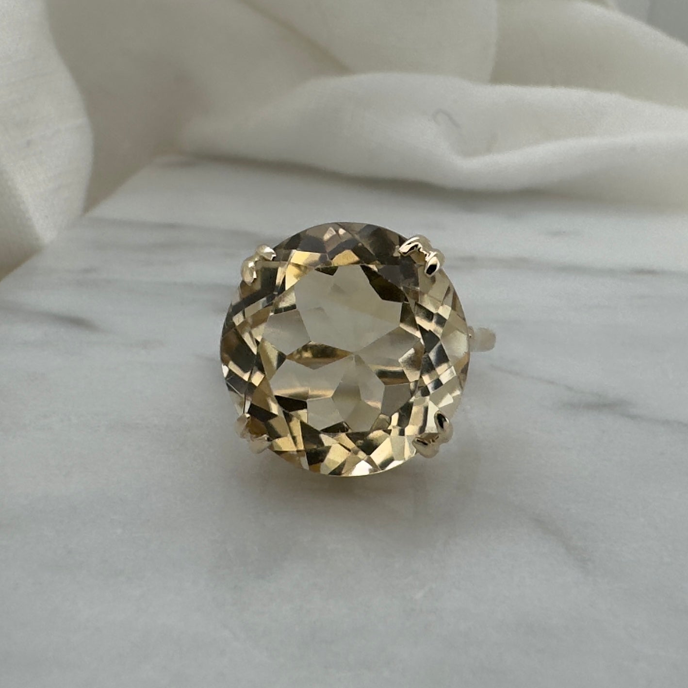 Vintage 9 Carat Gold Smokey Citrine Cocktail Ring