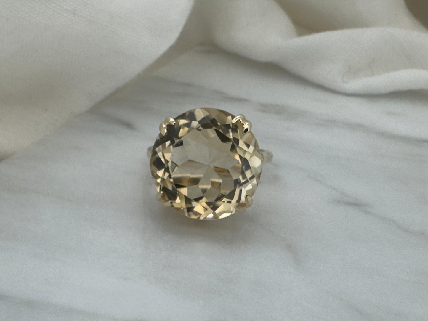 Vintage 9 Carat Gold Smokey Citrine Cocktail Ring